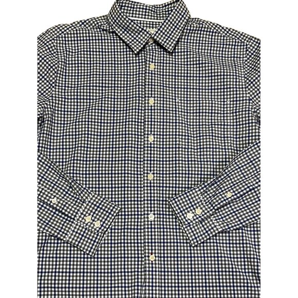 BODEN CHECKERED SHIRT SZ L BLUE WHITE LONG SLEEVE COTTON BUTTON FRONT MENS - Picture 2 of 5